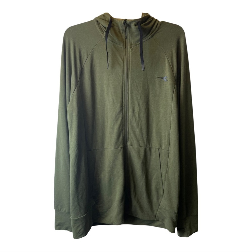DIADORA sip up hoodie sweater green size large men’s